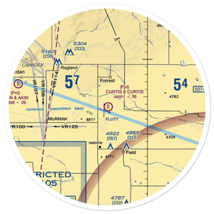 Curtis and Curtis Airport (65NM) VFR Sectional Sticker (30 mile)