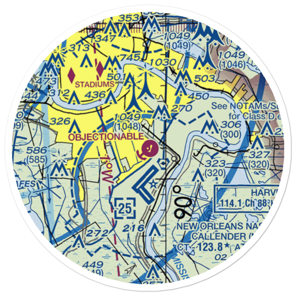 Southern Seaplane Airport (65LA) VFR Sectional Sticker (20 mile) 