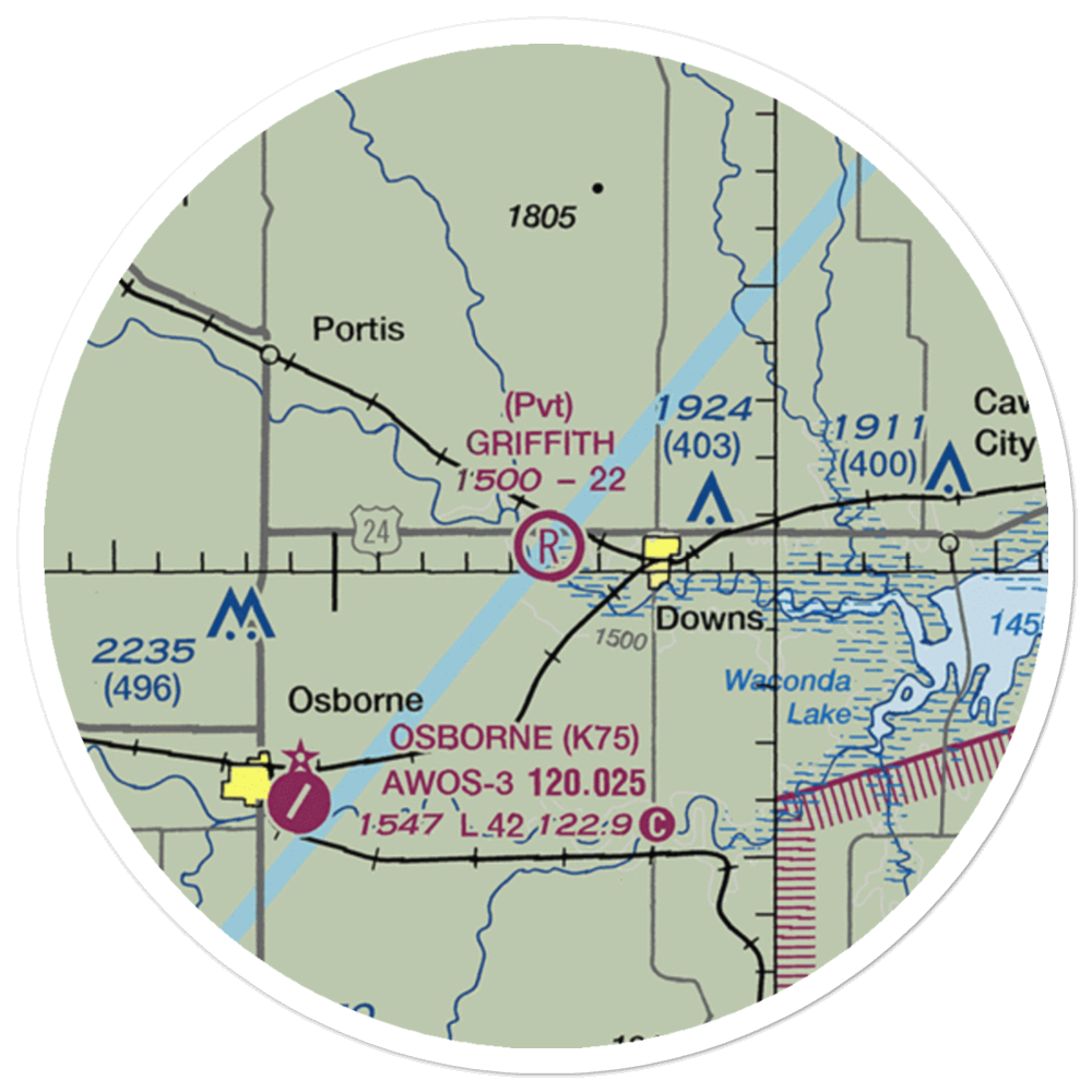 Griffith Field (65KS) VFR Sectional Sticker (20 mile) 