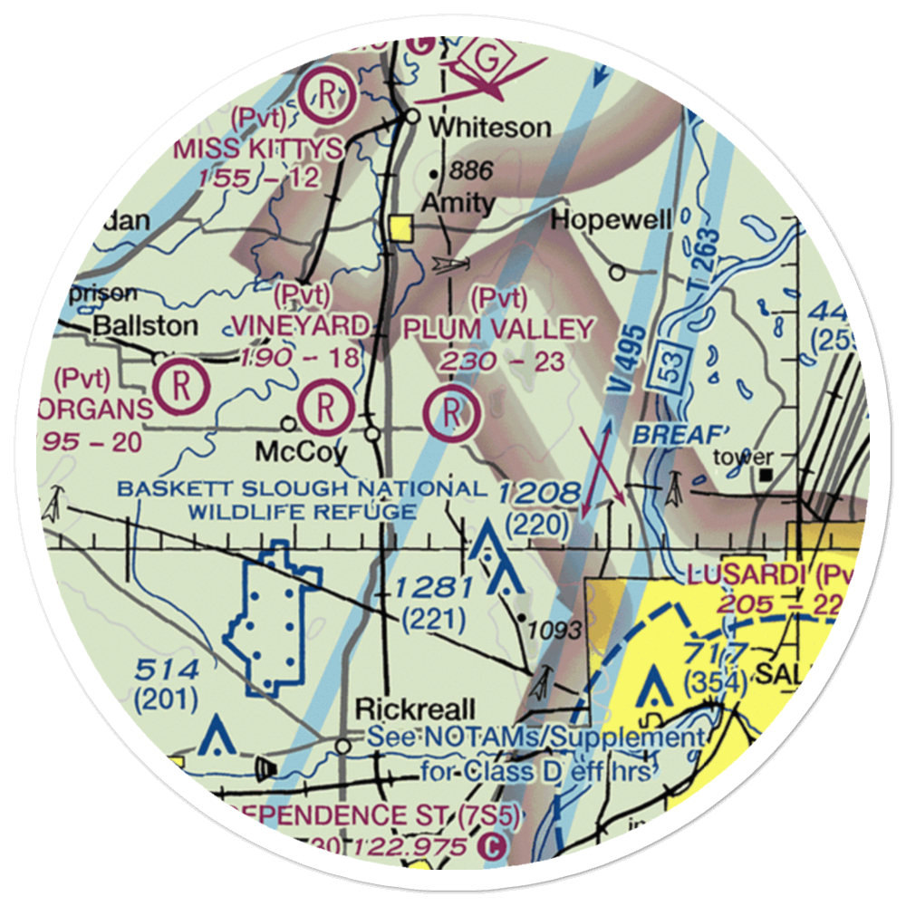Plum Valley Airport (64OR) VFR Sectional Sticker (20 mile) 