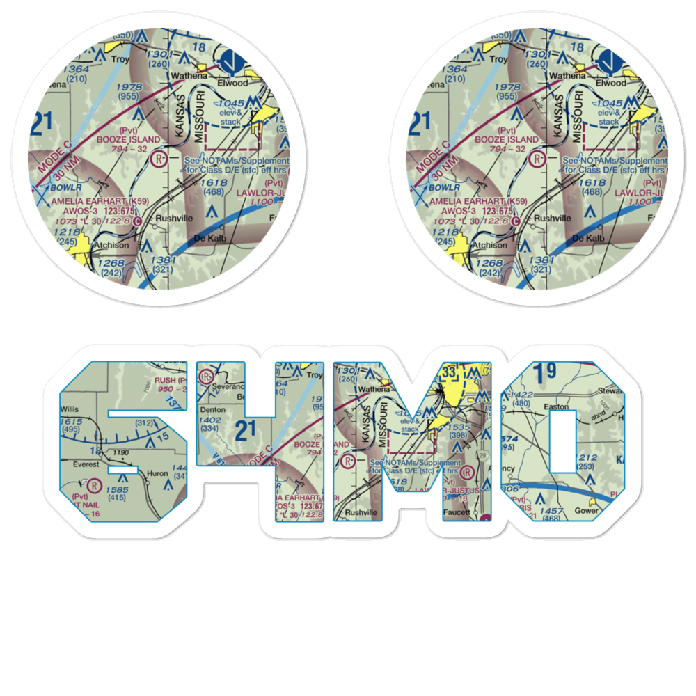 Booze Island Airport (64MO) VFR Sectional Sticker Pack 