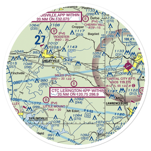 Hemp Ridge Airport (64KY) VFR Sectional Sticker (30 mile)