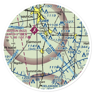 Peacock Farms Airport (64IN) VFR Sectional Sticker (20 mile)