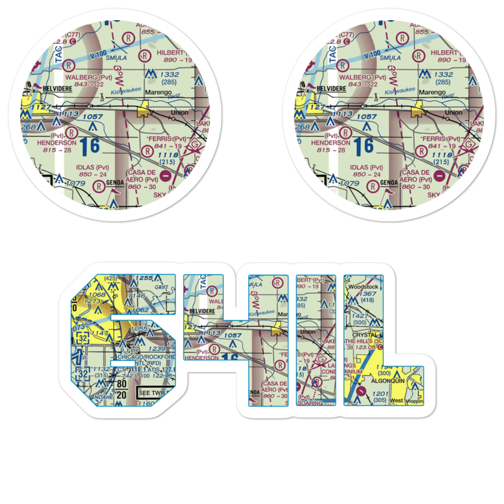 Walpole Airport (64IL) VFR Sectional Sticker Pack 