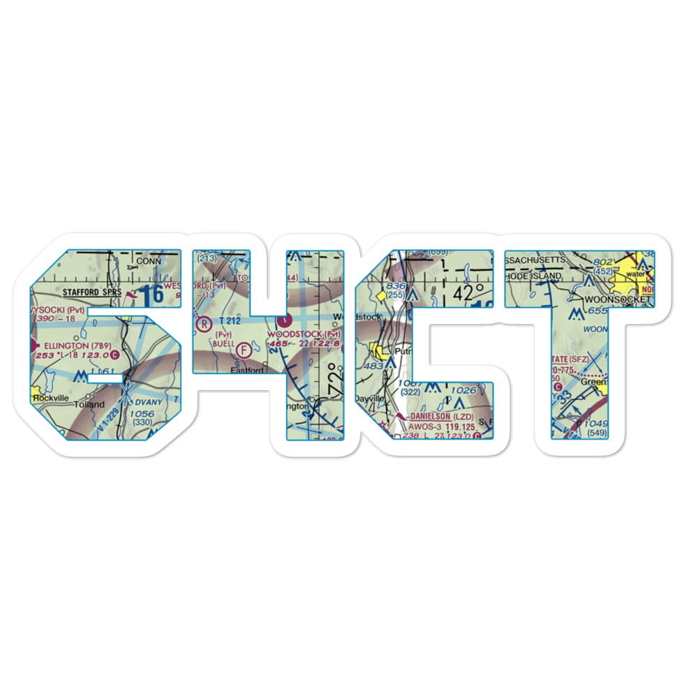 Woodstock Airport (64CT) VFR Sectional Sticker 