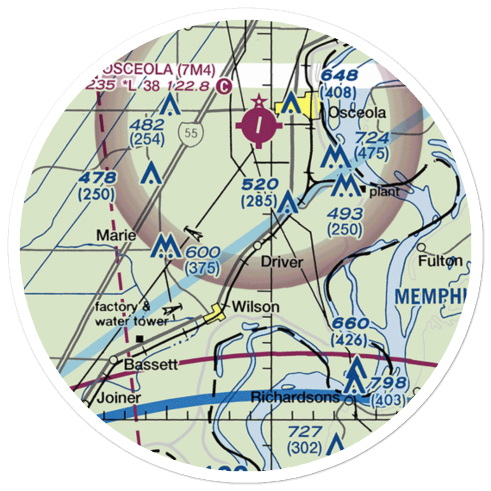 Lowrance Airport (64AR) VFR Sectional Sticker (20 mile) 