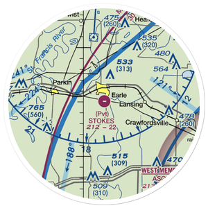 Stokes Airport (63AR) VFR Sectional Sticker (20 mile)