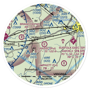 Grasso Salvage Airport (62VA) VFR Sectional Sticker (20 mile)