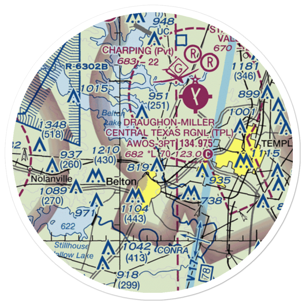 Barge Ranch Airport (62TX) VFR Sectional Sticker (20 mile) 
