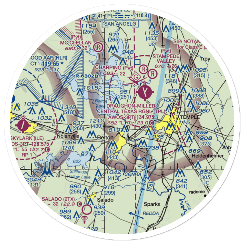 Barge Ranch Airport (62TX) VFR Sectional Sticker (30 mile) 