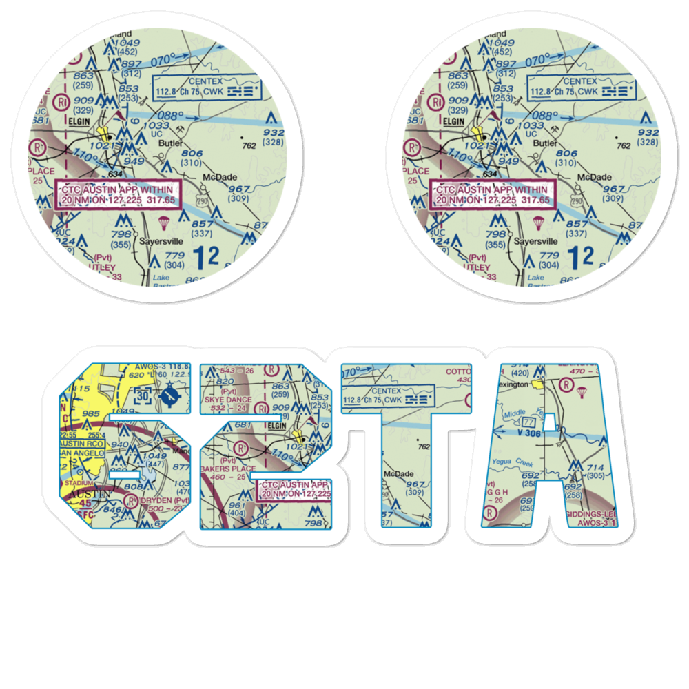 Hawken Air One Airport (62TA) VFR Sectional Sticker Pack 