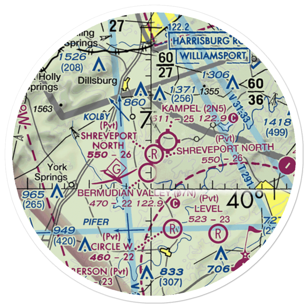 Shreveport North Airport (62PA) VFR Sectional Sticker (20 mile) 