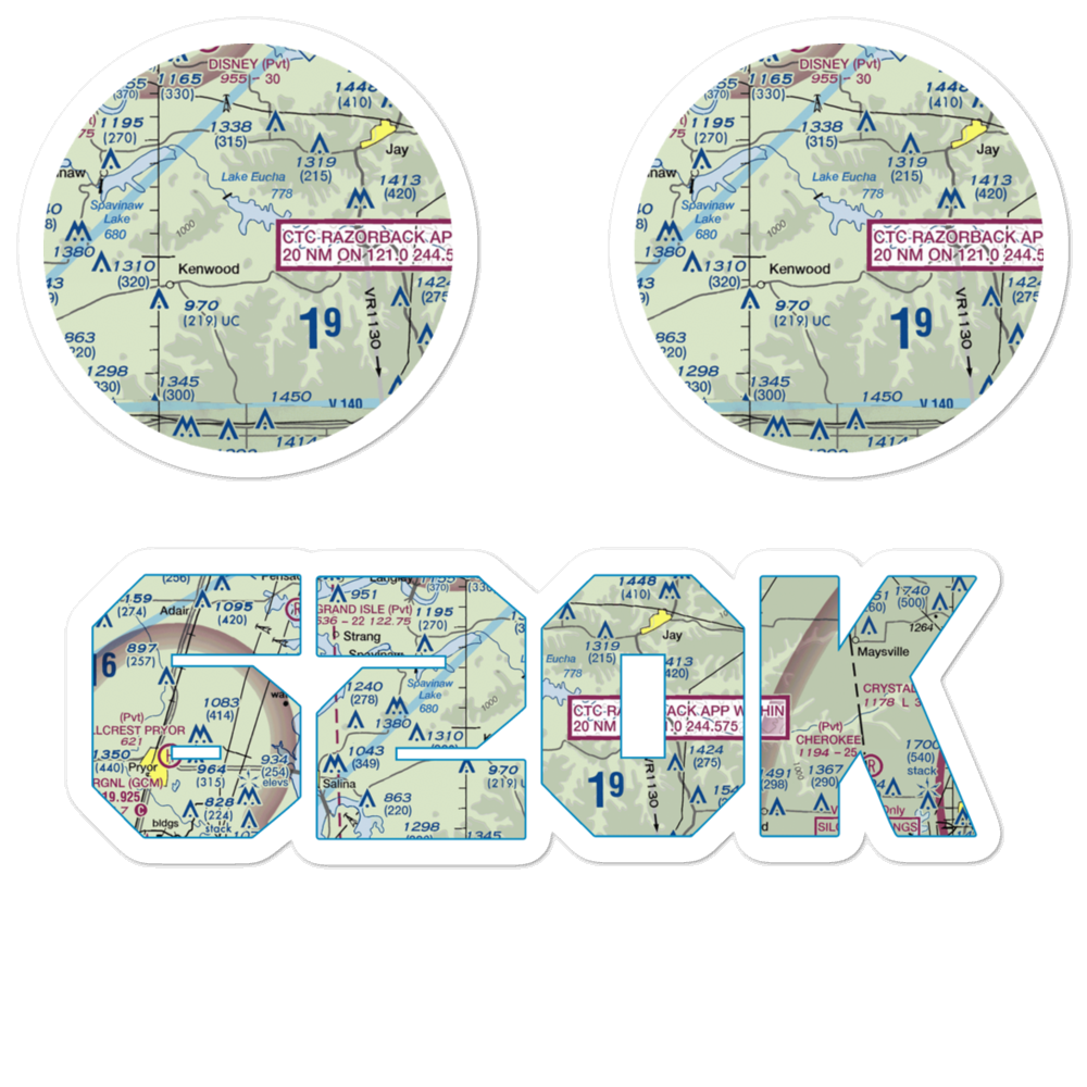 Lewis North Airport (62OK) VFR Sectional Sticker Pack 