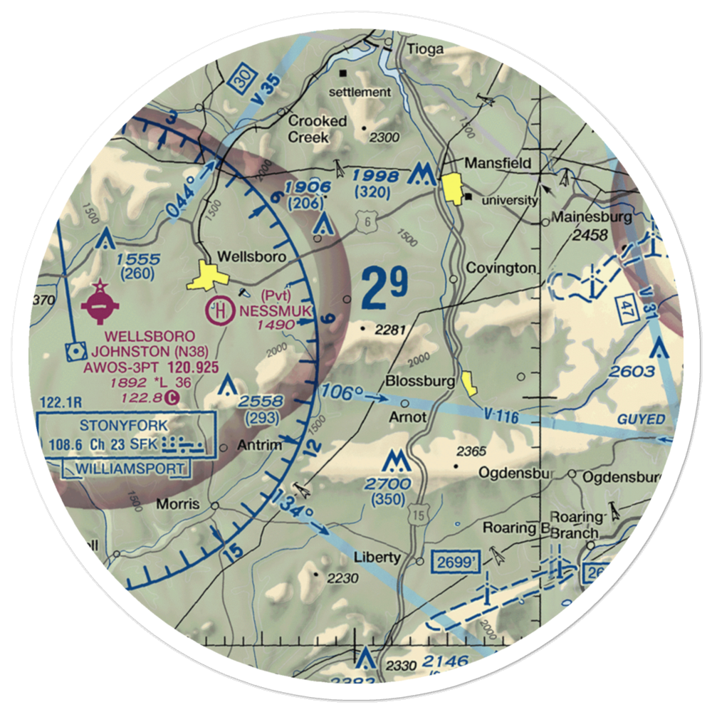 Hi Line Lodge Airport (61PA) VFR Sectional Sticker (30 mile) 