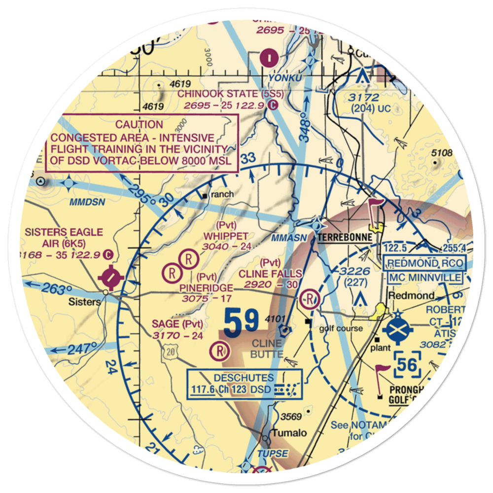 The Citadel Airport (61OR) VFR Sectional Sticker (30 mile) 