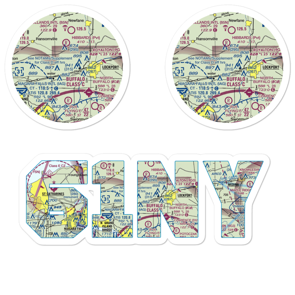 Bassett Field (61NY) VFR Sectional Sticker Pack 