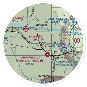 Bakke Airport (61ND) VFR Sectional Sticker (20 mile)