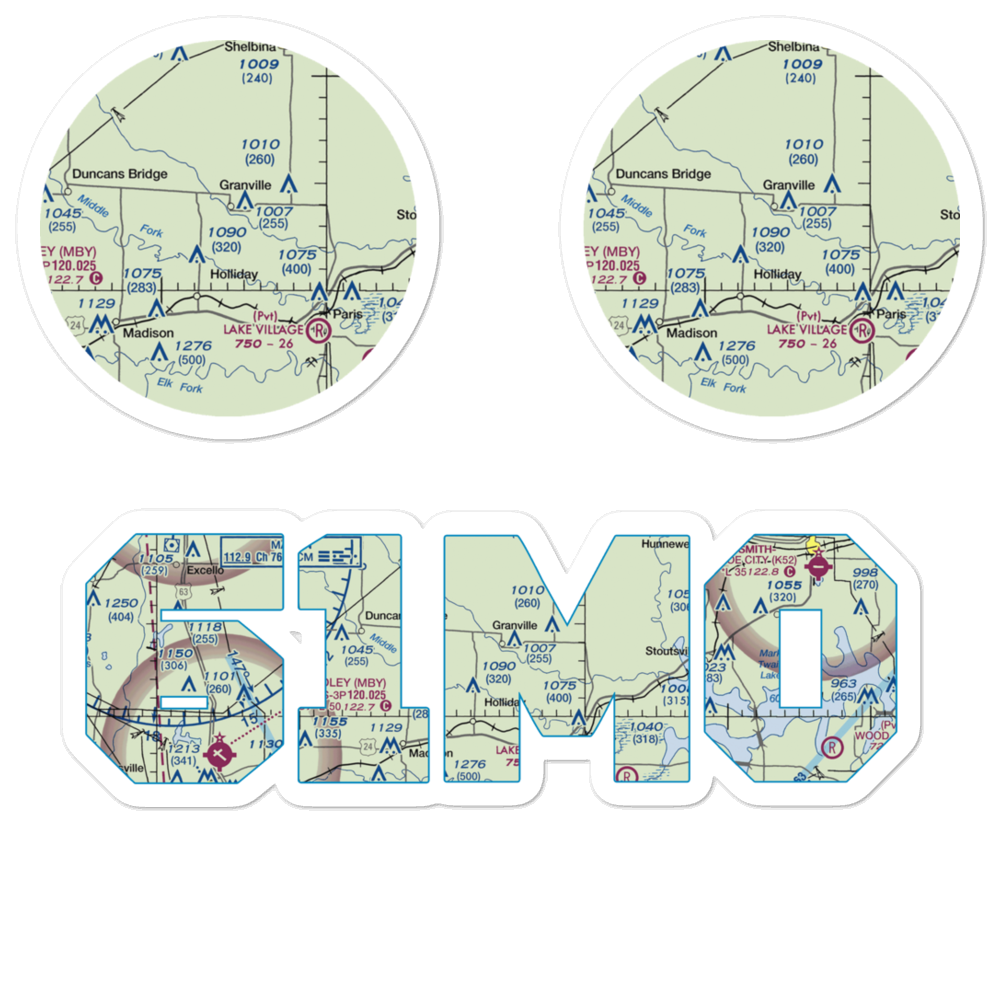 Carl Ensor Airport (61MO) VFR Sectional Sticker Pack 
