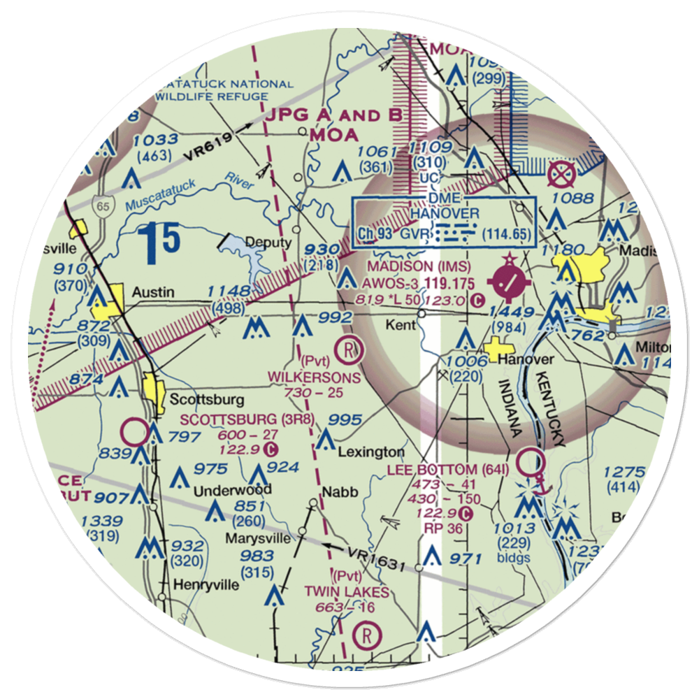 Wilkerson's Airport (61IN) VFR Sectional Sticker (30 mile) 