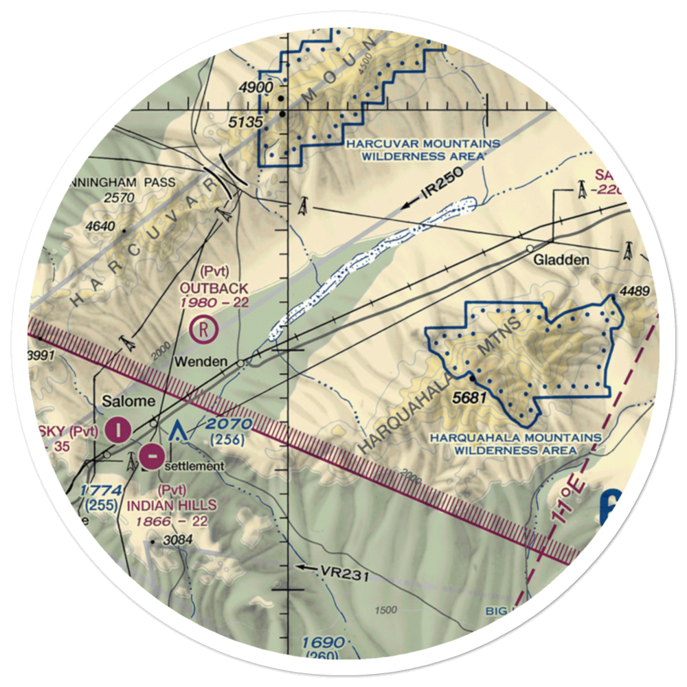 Wood's Airstrip (60AZ) VFR Sectional Sticker (30 mile) 