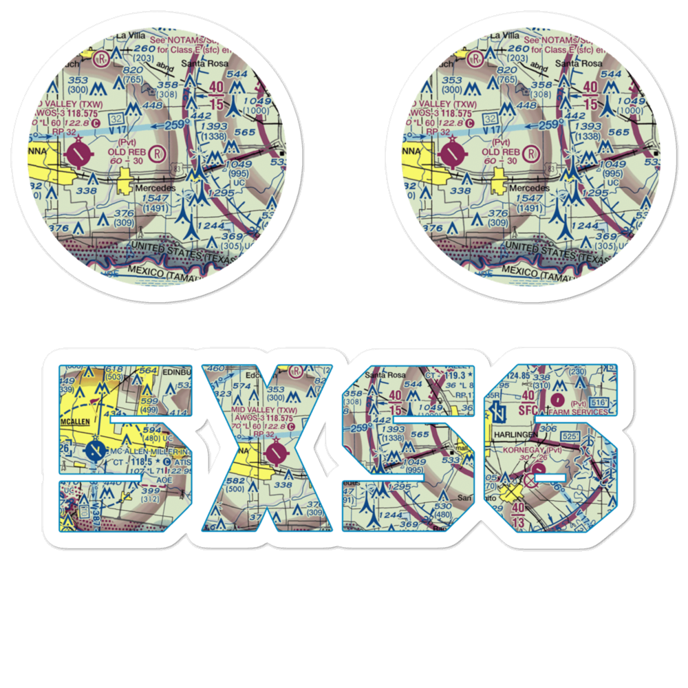 Old Reb Airport (5XS6) VFR Sectional Sticker Pack 