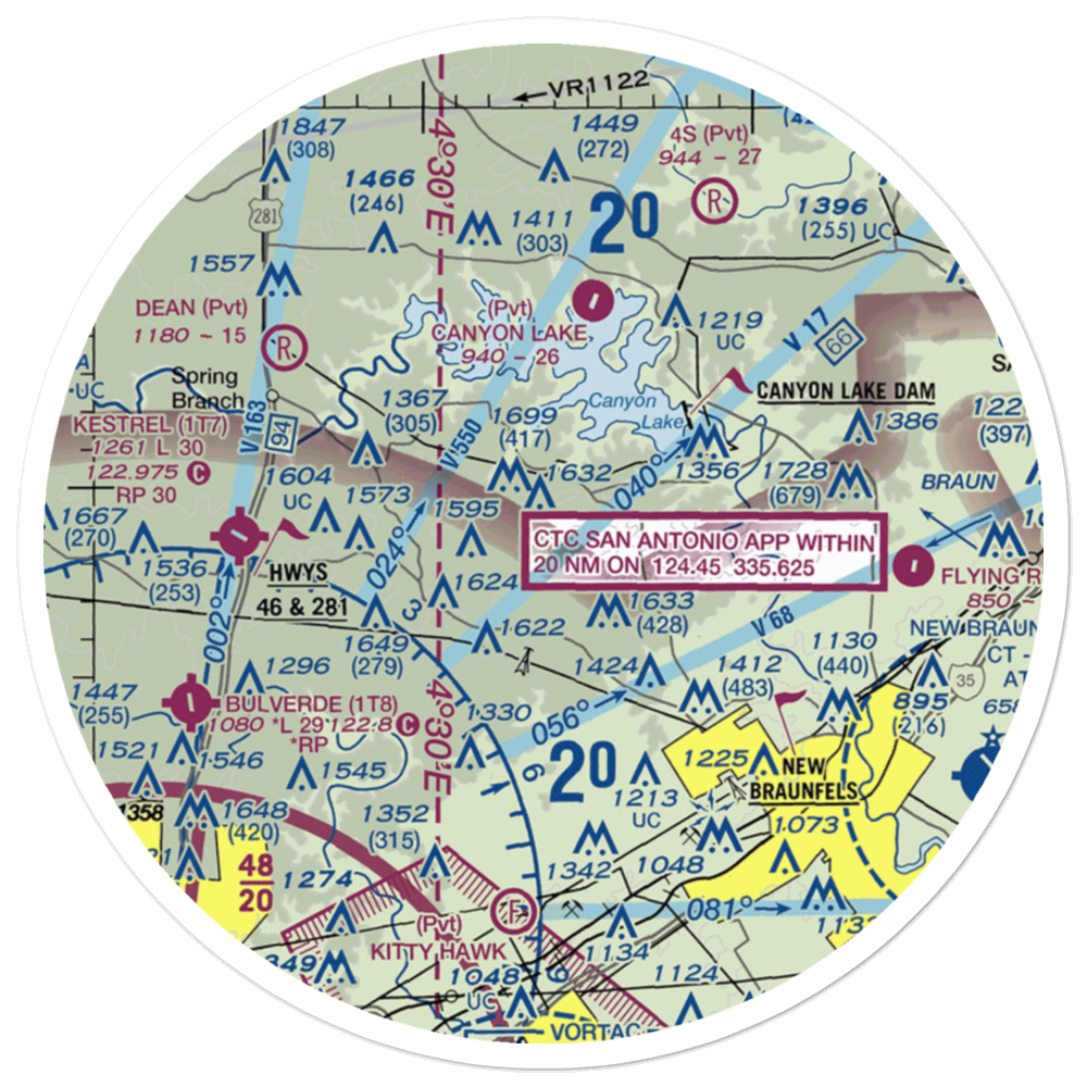 Bear Creek Ranch Airport (5TS8) VFR Sectional Sticker (30 mile) 