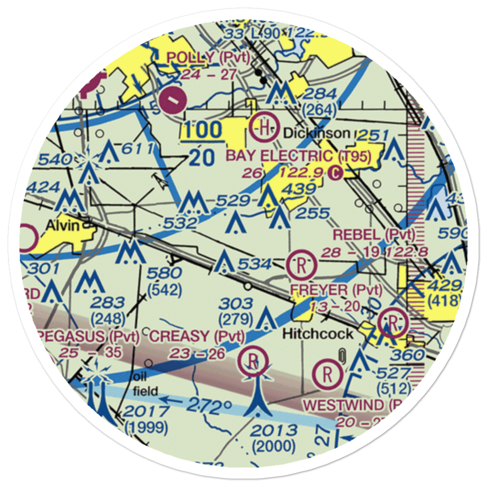 Diehl Ranch Airport (5TS0) VFR Sectional Sticker (20 mile) 