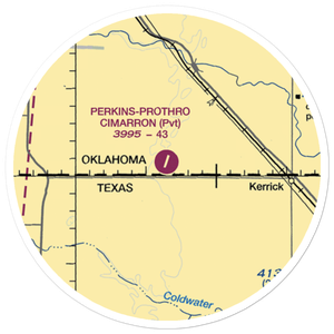 Perkins Prothro Cimarron Ranch Airport (5TE4) VFR Sectional Sticker (20 mile)