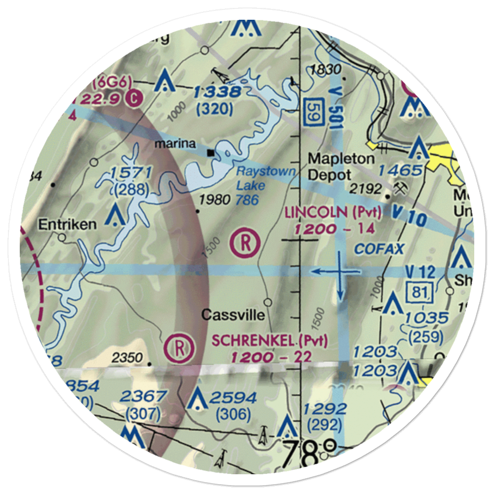 Lincoln Farms Airport (5PN8) VFR Sectional Sticker (20 mile) 