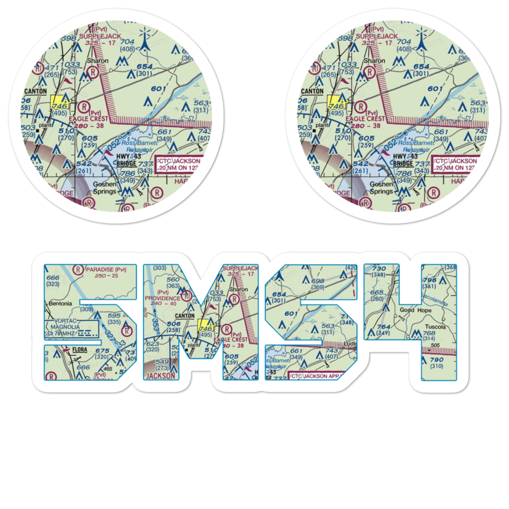 Walnut Creek Airport (5MS4) VFR Sectional Sticker Pack 
