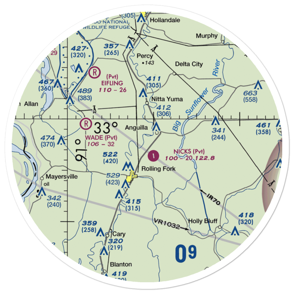 Rollang Field (5MS1) VFR Sectional Sticker (30 mile) 