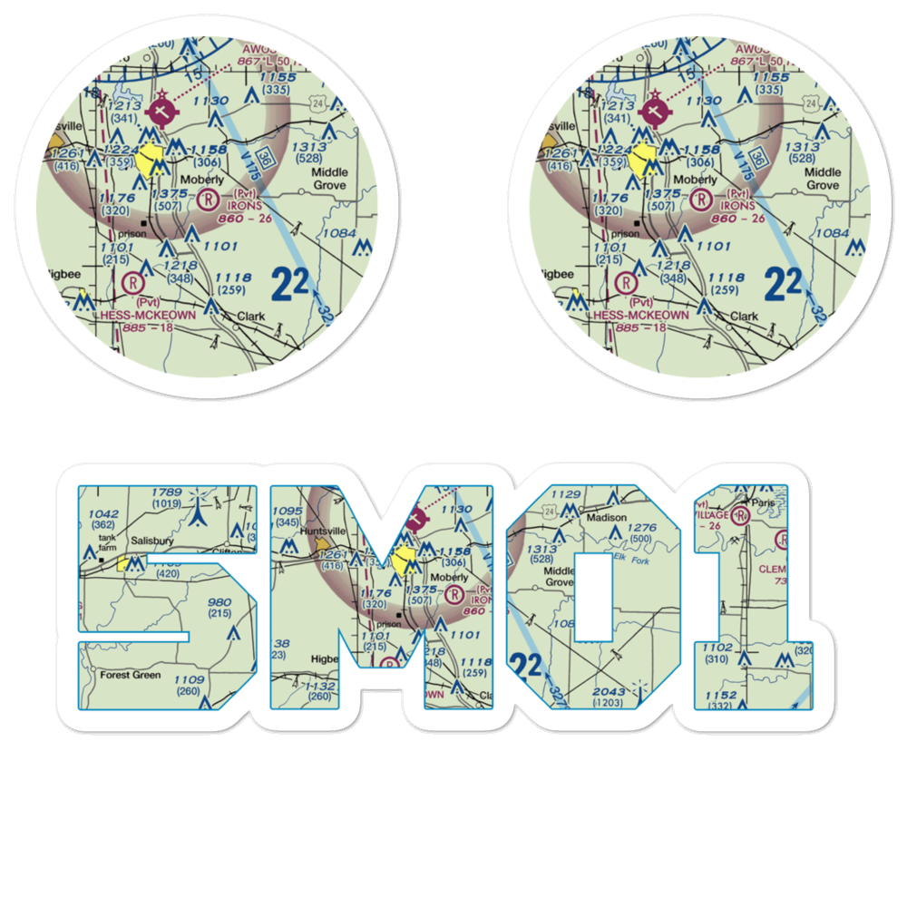Irons Airport (5MO1) VFR Sectional Sticker Pack 