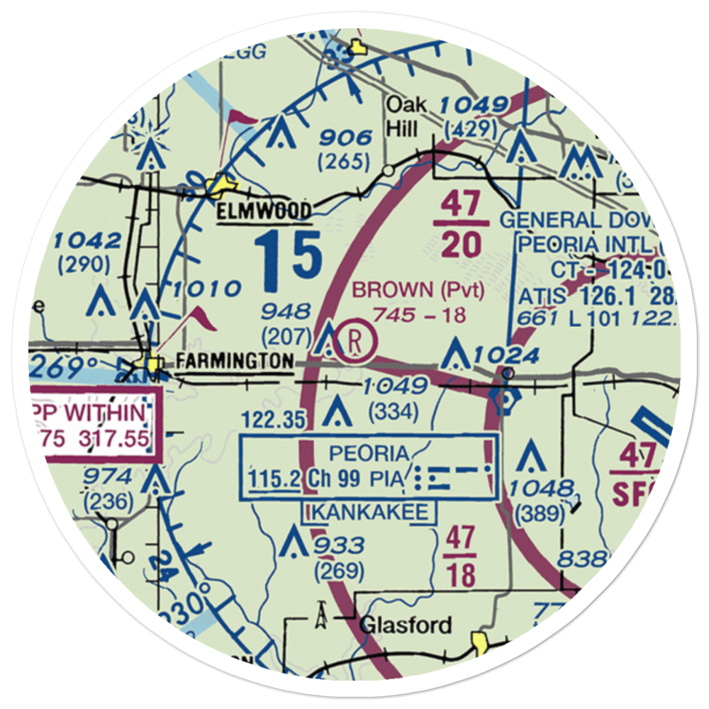 Gordon Brown Airport (5LL5) VFR Sectional Sticker (20 mile) 