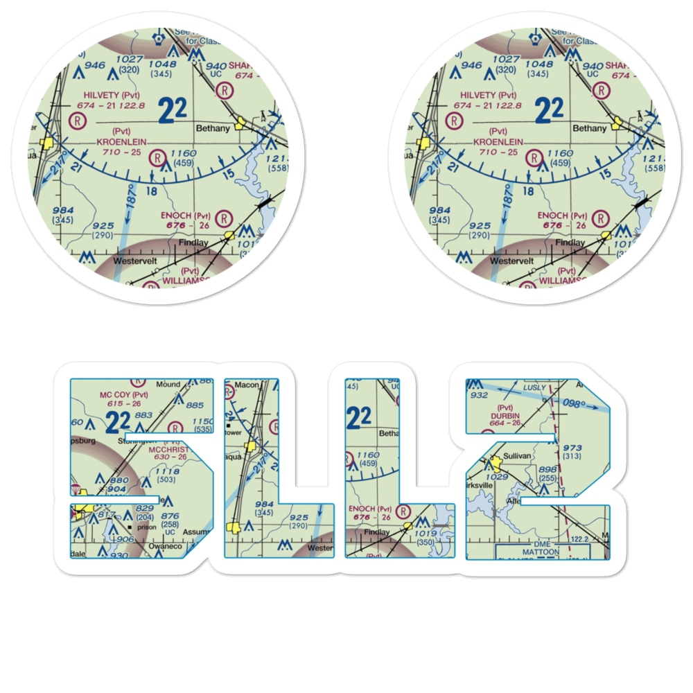 Paul E. Kroenlein Airport (5LL2) VFR Sectional Sticker Pack 