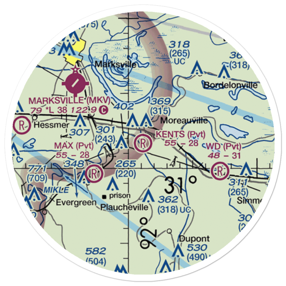 Kent's Flying Service Airport (5LA1) VFR Sectional Sticker (20 mile) 