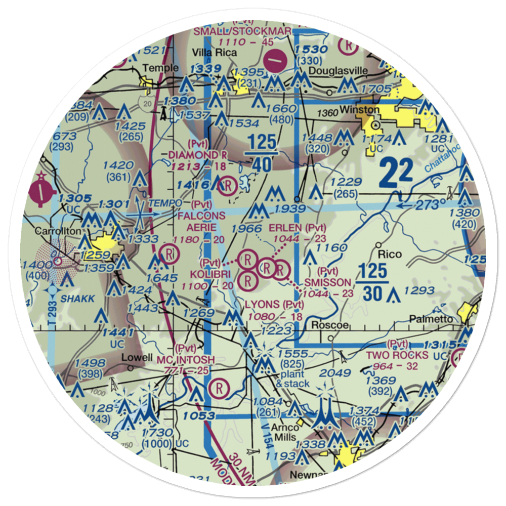 Lyons Landing Airport (5GA2) VFR Sectional Sticker (30 mile) 