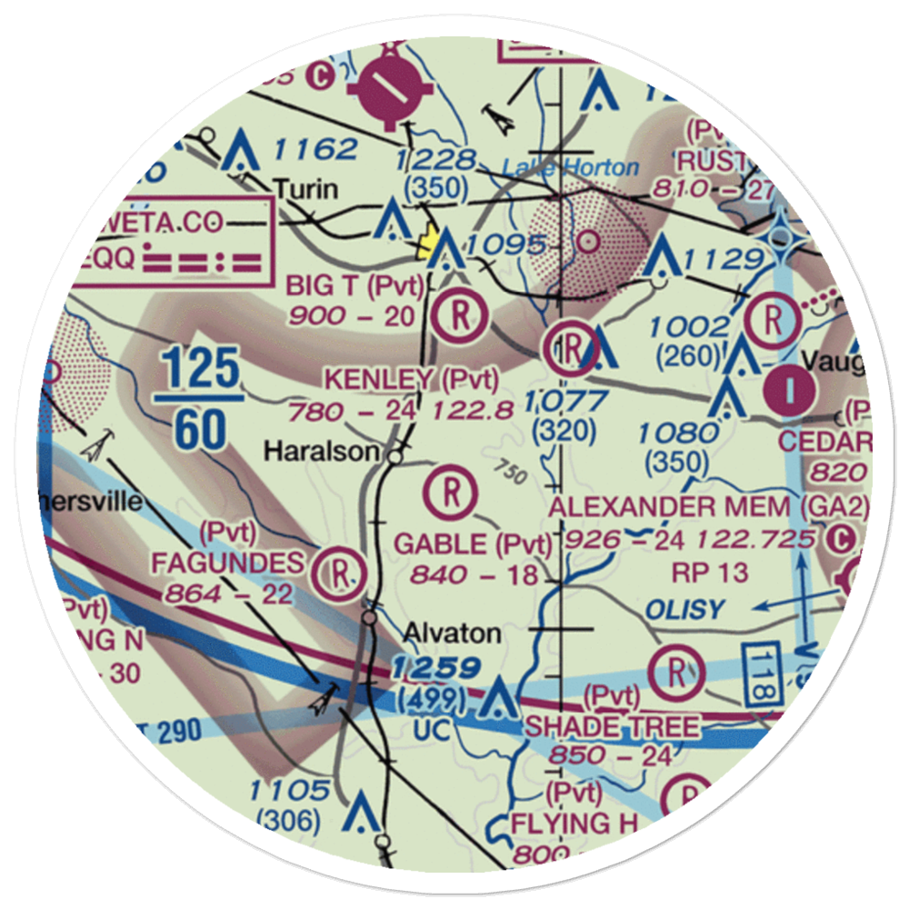 Gable Branch Airport (5GA0) VFR Sectional Sticker (20 mile) 