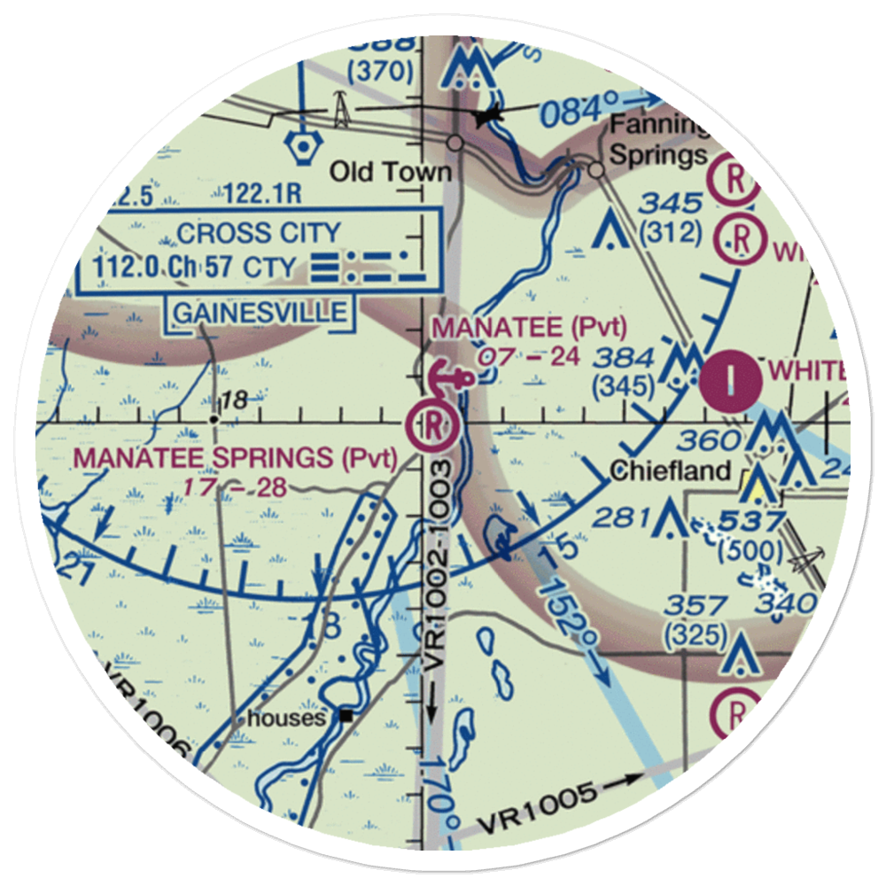 Manatee Springs Airport (5FD0) VFR Sectional Sticker (20 mile) 