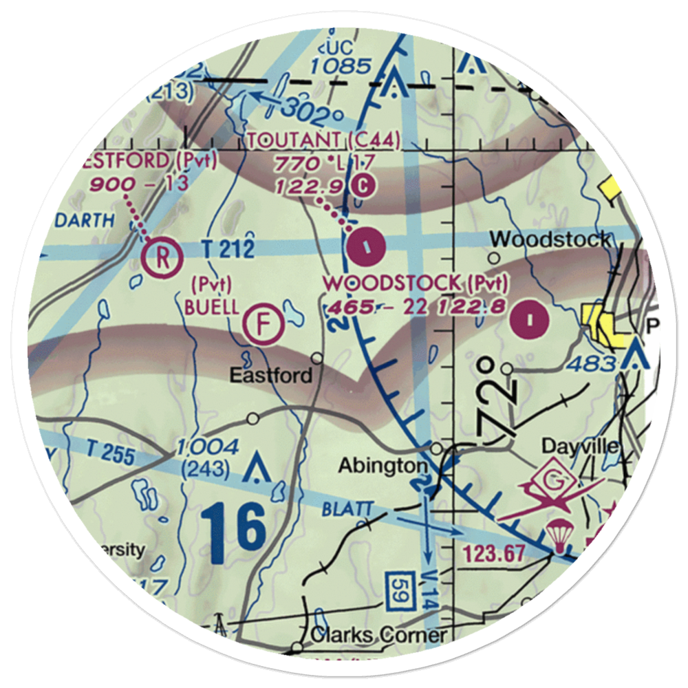 Eastford Airport (5CT0) VFR Sectional Sticker (20 mile) 