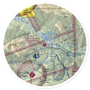 Gene Wash Reservoir Airport (5CL7) VFR Sectional Sticker (30 mile)