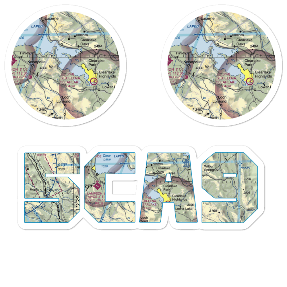 Konocti  - Clear Lake Seaplane Base (5CA9) VFR Sectional Sticker Pack 