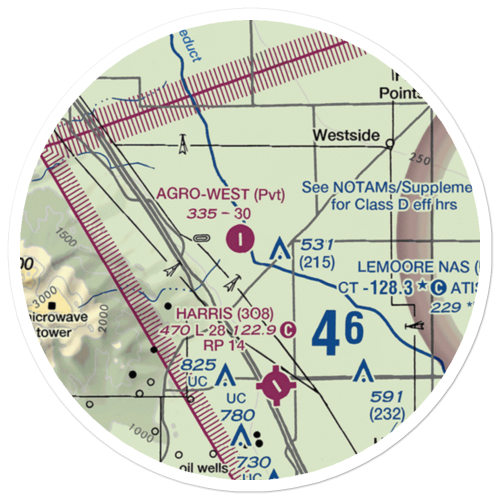 Agro-West Airport (5CA7) VFR Sectional Sticker (20 mile) 
