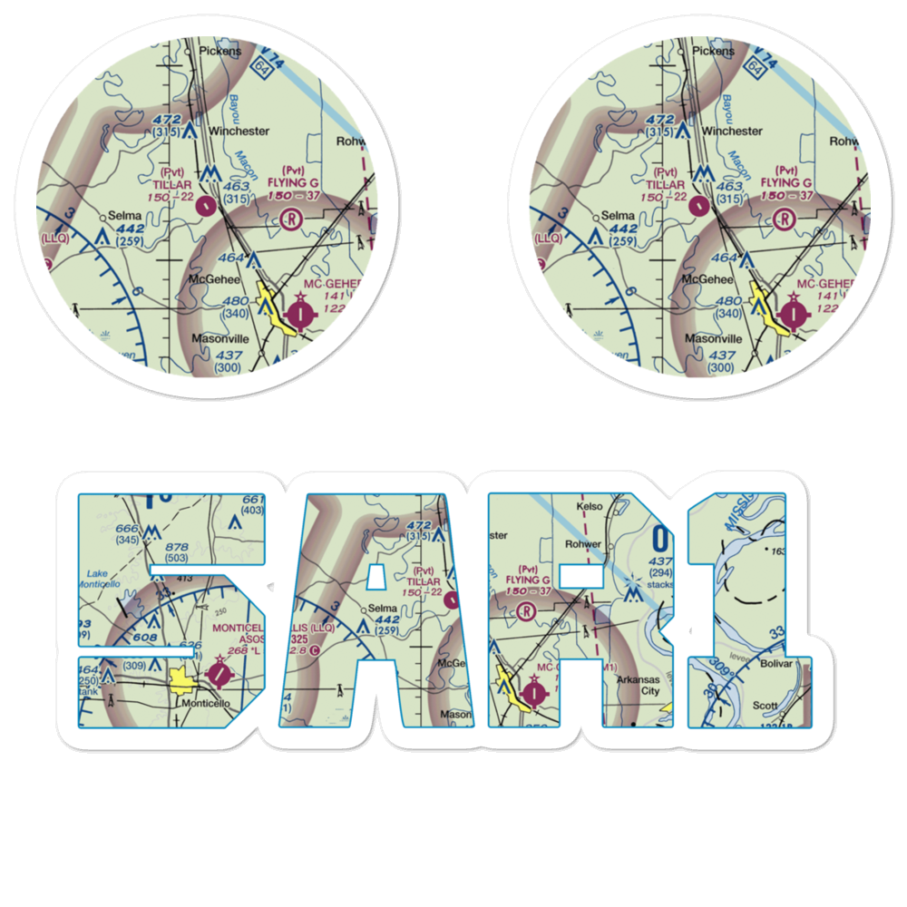 Tillar Airport (5AR1) VFR Sectional Sticker Pack 