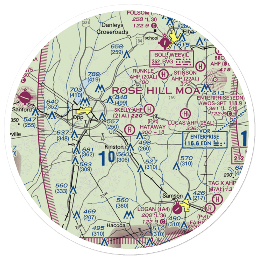 John H Hataway Airport (5AL7) VFR Sectional Sticker (30 mile) 