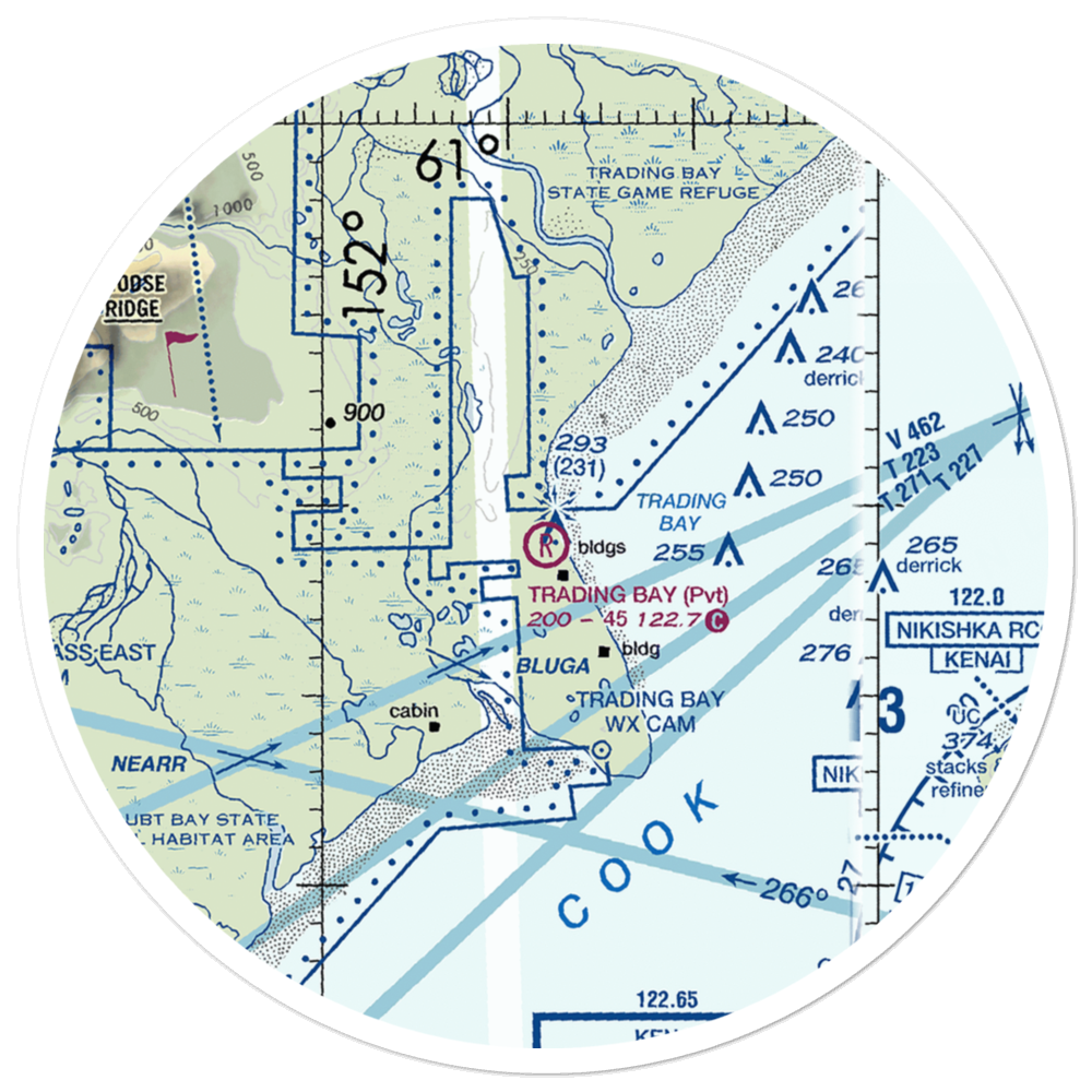 Trading Bay Production Airport (5AK0) VFR Sectional Sticker (30 mile) 