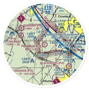 Benjamin Franklin Airport (59TX) VFR Sectional Sticker (20 mile)