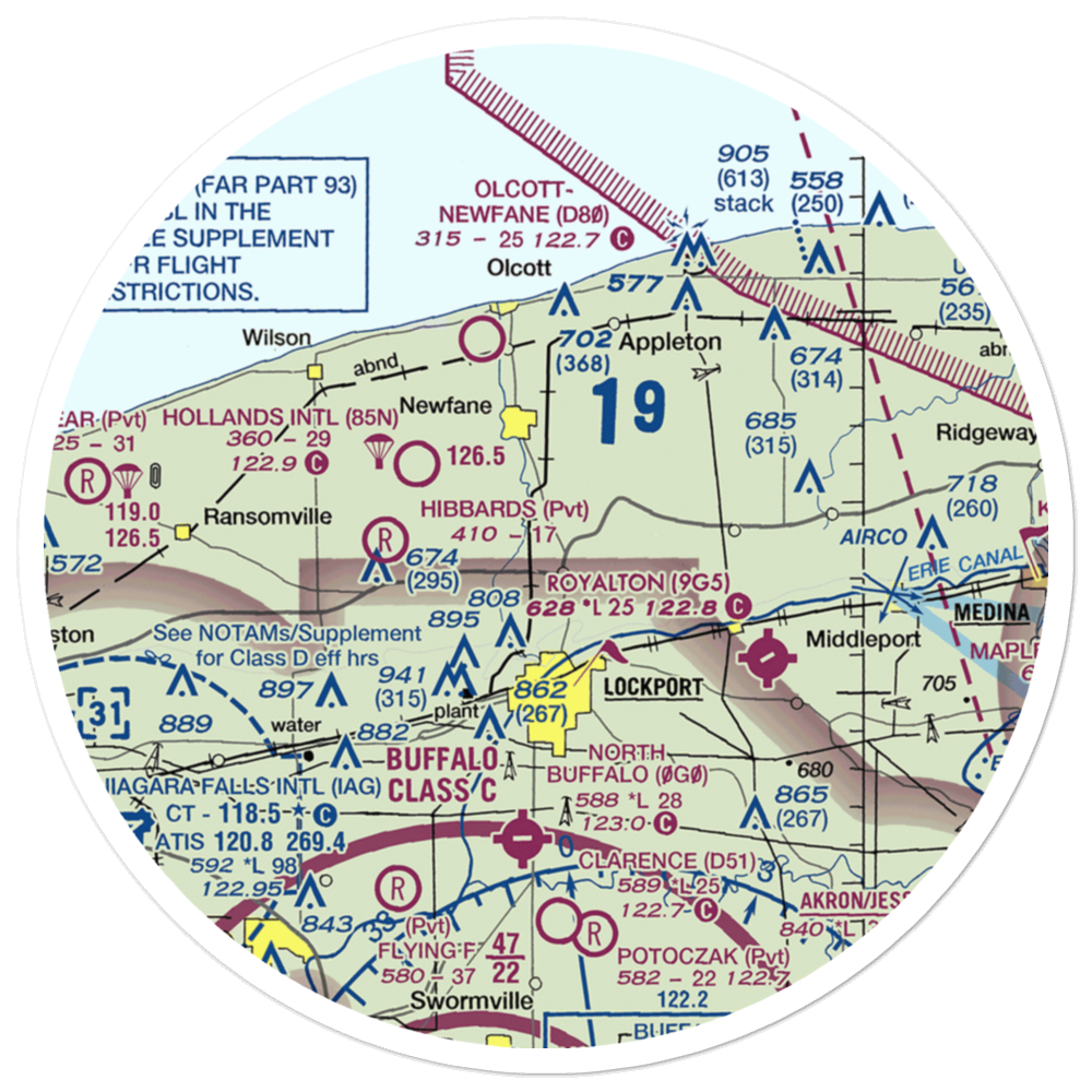 Bent-Wing Airport (59NY) VFR Sectional Sticker (30 mile) 