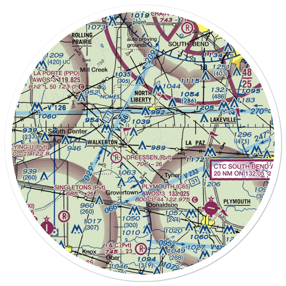Stuntz & Hochstetler Pines Airport (59IN) VFR Sectional Sticker (30 mile) 
