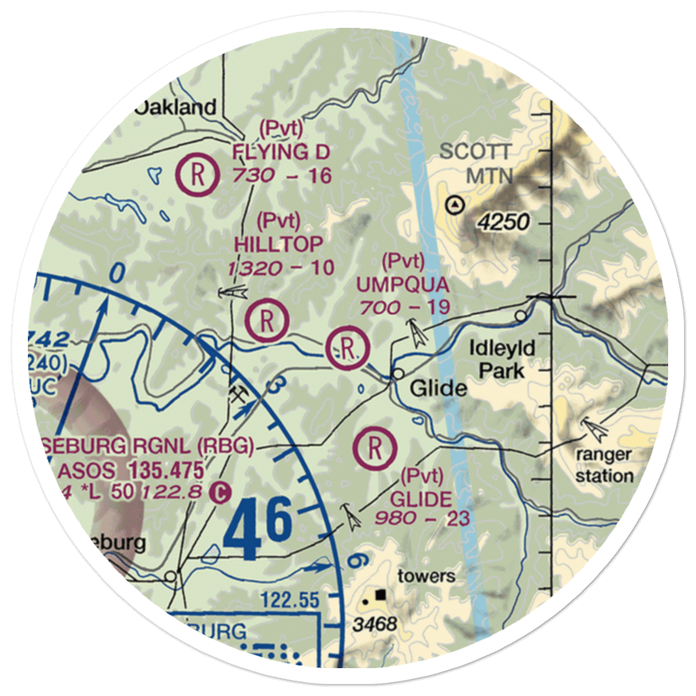 Umpqua Airport (58OR) VFR Sectional Sticker (20 mile) 