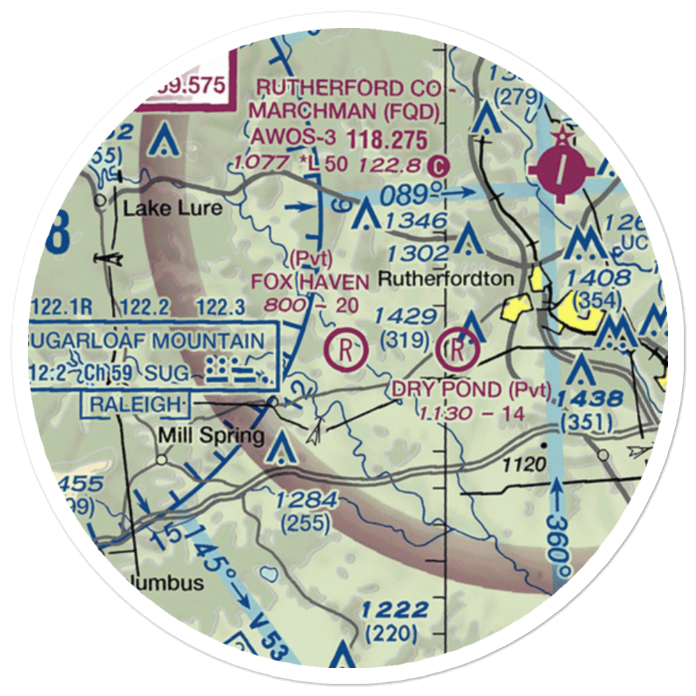 Fox Haven Plantation STOLport (58NC) VFR Sectional Sticker (20 mile) 